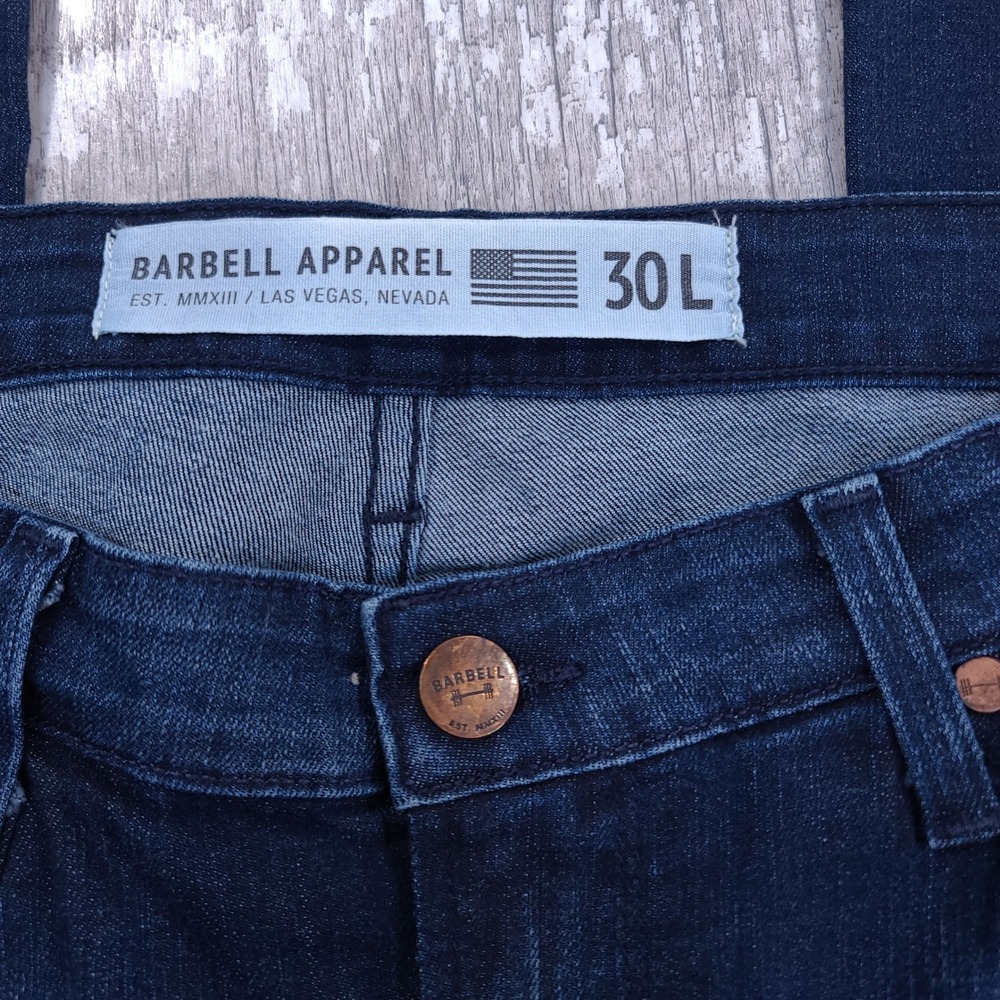 Barbell Apparel Jeans Womens 30x34 Dark Wash American Made Athletic Fit Denim - Picture 6 of 8